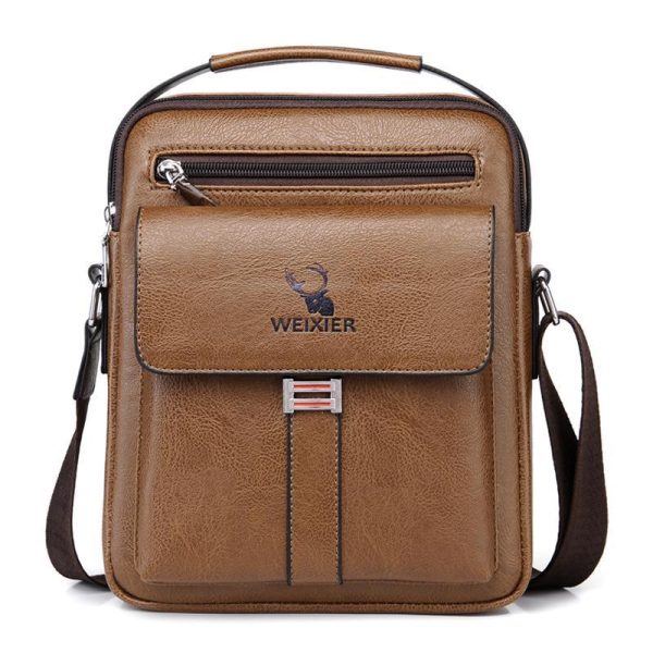 Leather Messenger Crossbody Shoulder Bag For Men Work Business Casual Adjustable Straps With  Metal Zipper - Image 5