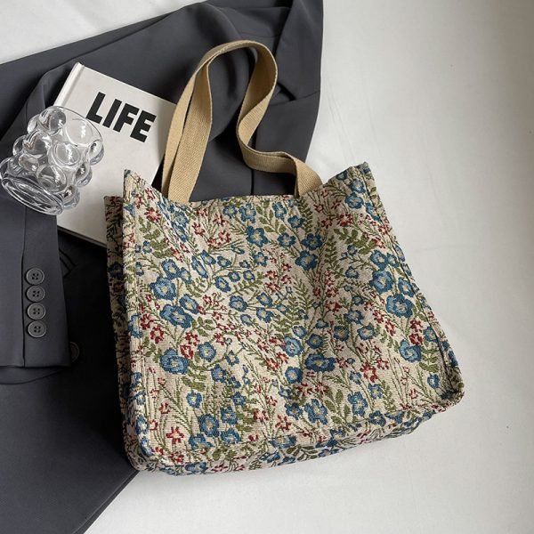 Flowers Canvas Handbag Fashion Large Capacity Shoulder Bags For Women - Image 10