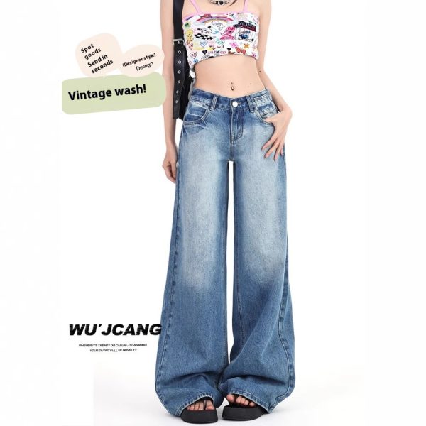 Women's American-style Retro Low-waist Wide-leg Jeans Summer - Image 2