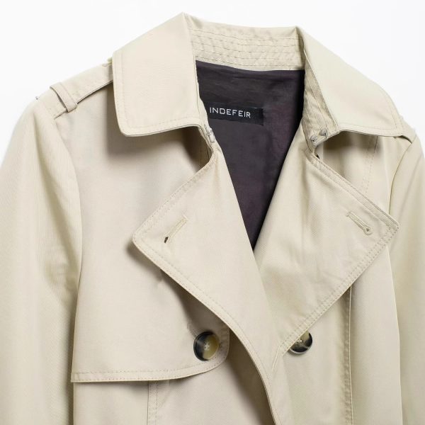 Retro Double-breasted Slim-fit Long-sleeved Lapel Versatile Trench Coat - Image 3