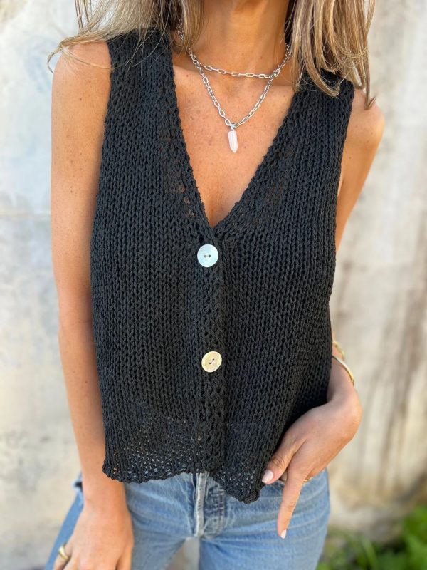 European And American Women's Summer Single-breasted Knitted Cardigan Vest - Image 6