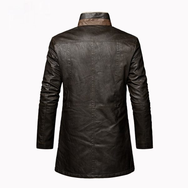 Men's Leather Extended Plus Size Men's PU Leather Coat - Image 4