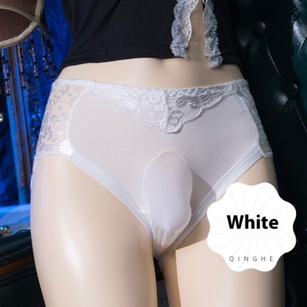 Lace Underwear Back Hollow Bow Design Sexy Oily Egg Mold Bag Physiological Triangle Shorts - Image 9