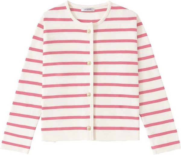 Women's Striped Cardigan Sweater Fashion Long Sleeve Button - Image 7