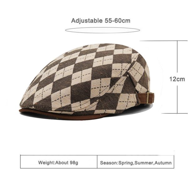 Retro Plaid Short Brim Advance Hats British Casual Painter Hat - Image 2