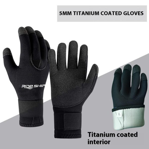 35MM Diving Mittens Wear-resistant Kevlar Titanium Coating Cold-proof Warm Non-slip Water Puncture-proof - Image 2