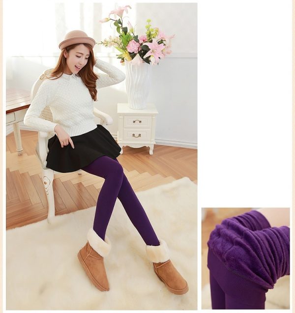 Step-on Single-layer Fleece-lined Thick Leggings Korean Style Plus Size Thermal Pants Women - Image 9