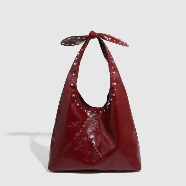 Tote Bag Rivet Bow Underarm Bag Women's Bucket Bag