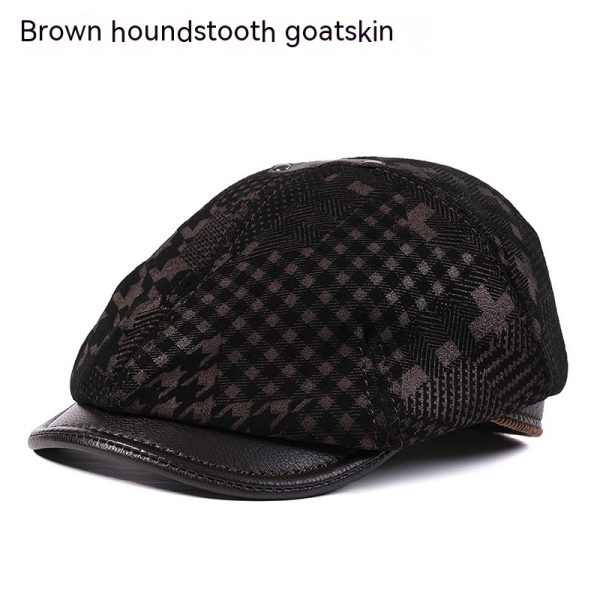 Men's Sheepskin Peaked Cap Beret Vintage Newsboy Painter Octagonal Leather Hat British - Image 7