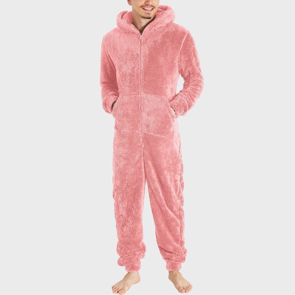 Men's Fashion Zipper Thermal Plush Jumpsuit Thermal Pajamas - Image 2