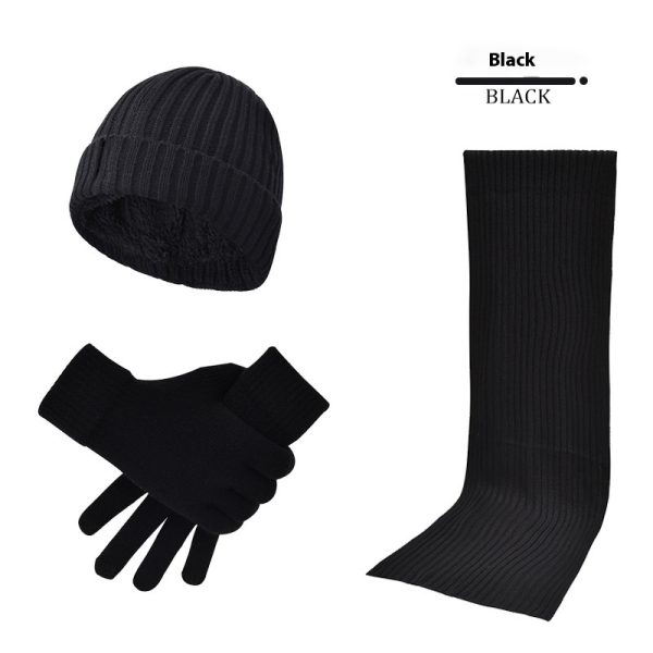 Men's And Women's Knitted Thickened Warm Wool Hat Scarf Gloves Three-piece Set - Image 6