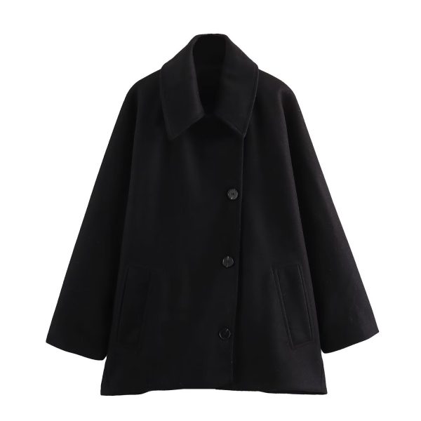 Blended Short Loose Overcoat Coat - Image 3