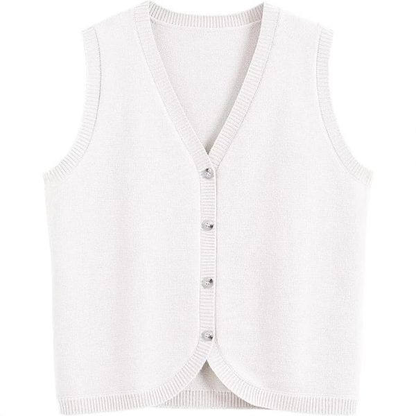 European And American Spring And Summer Women's Vest Buckle V-neck Casual Wear - Image 3