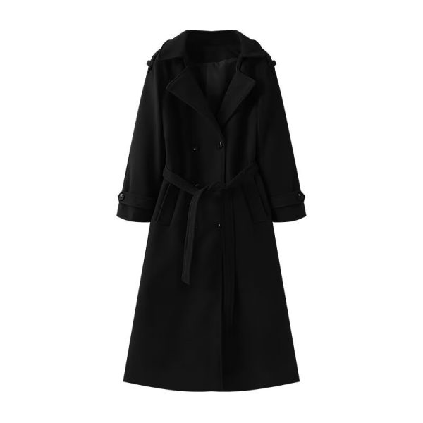 Loose Temperament Double Breasted Length And Width Woolen Coat - Image 6