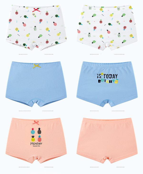 Creative Print Cotton Girls Underwear Boxer Set - Image 3