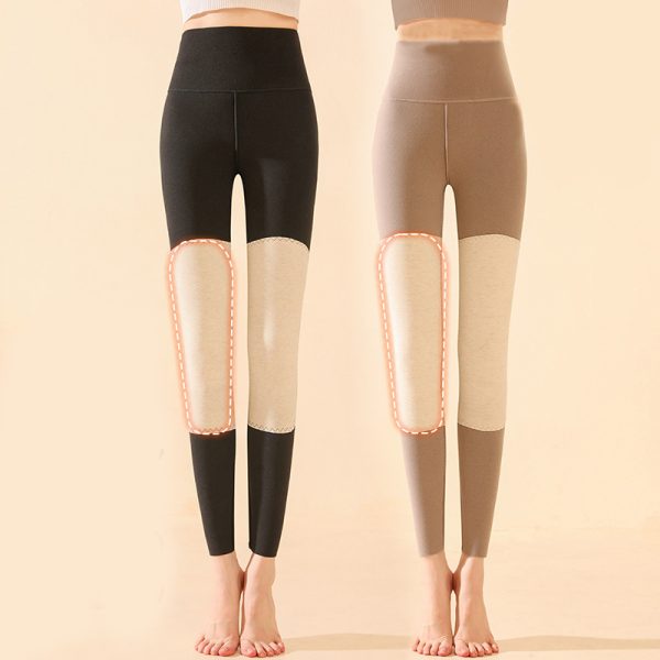 Winter High Waist Knee-pad Leggings Fashion Warm Double-sided Frosted Pants Solid Slim Trousers Women Clothing - Image 2