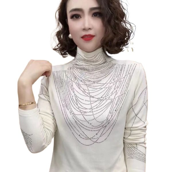 New Age-reducing Rhinestone Western Style All-matching Fashion Long Sleeve Women's Top - Image 5