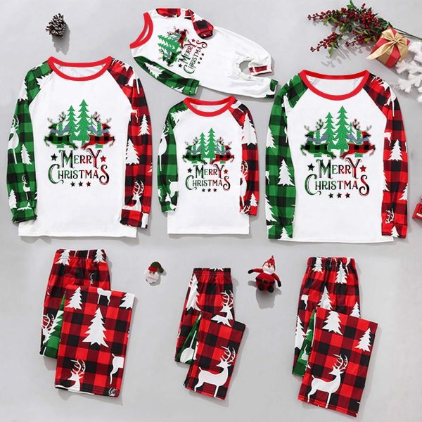 Parent-Child Christmas Homewear Suit Plaid Stitching Printing - Image 7