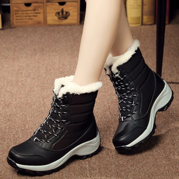 Plus velvet high-top women's shoes waterproof snow boots - Image 3