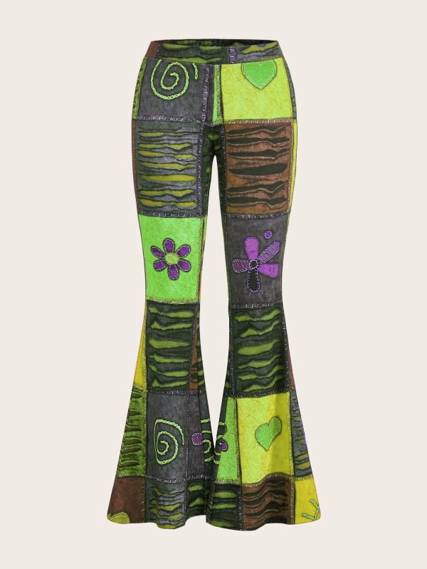 Pattern Abstract Art Style Personality Trend Tight Bootcut Pants - Image 8