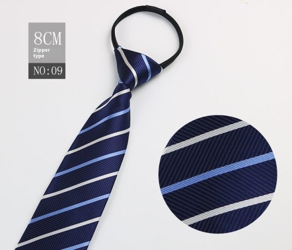 Black Men's Tie Striped Blue Business Tie Lazy Zip Tie In Stock Wholesale Pull Peels - Image 10