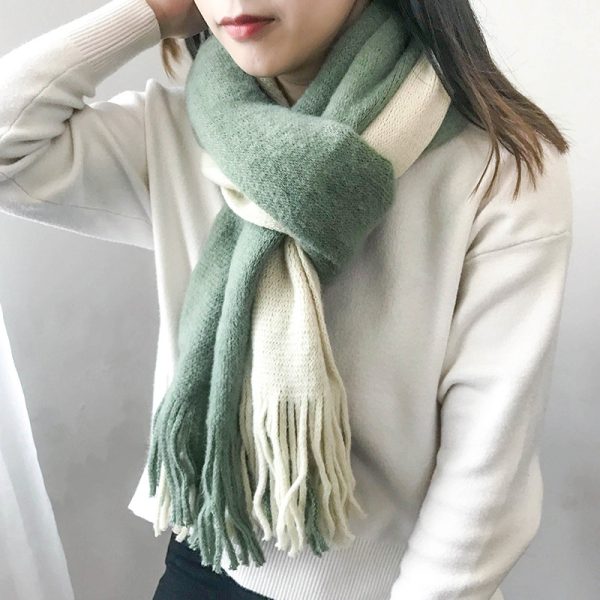 Men's And Women's Korean-style Cashmere Color Matching Scarf Solid Color Shawl - Image 10