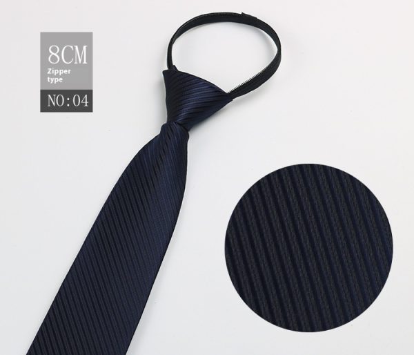 Black Men's Tie Striped Blue Business Tie Lazy Zip Tie In Stock Wholesale Pull Peels - Image 5