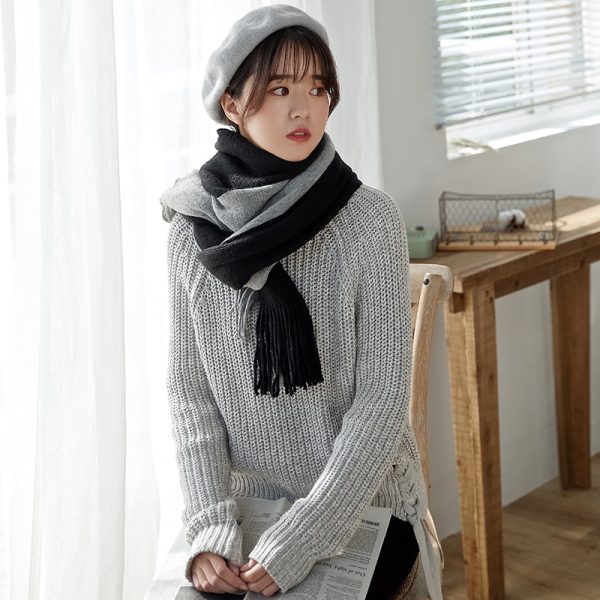 Men's And Women's Korean-style Cashmere Color Matching Scarf Solid Color Shawl - Image 7