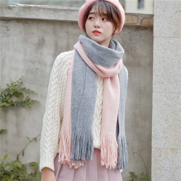 Men's And Women's Korean-style Cashmere Color Matching Scarf Solid Color Shawl - Image 8