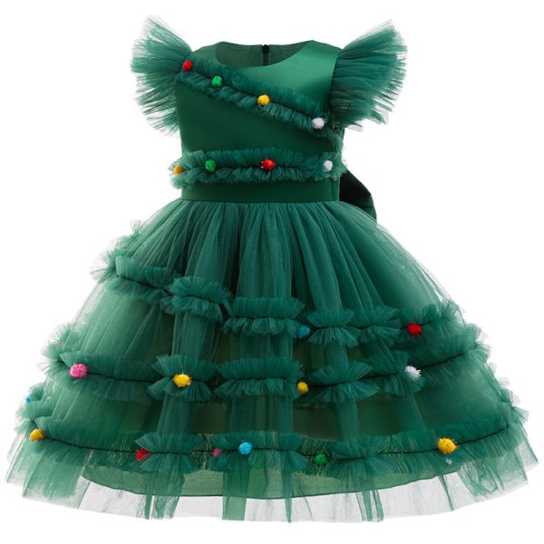 Christmas Party Girl Princess Dress Bow - Image 2