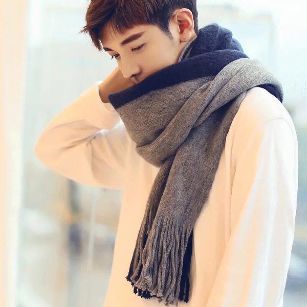 Men's And Women's Korean-style Cashmere Color Matching Scarf Solid Color Shawl - Image 6