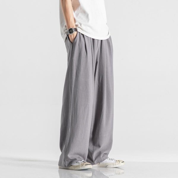 Lightweight Breathable Summer Plus Size Loose Straight Wide Leg Cotton And Linen Casual Pants - Image 5