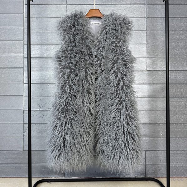 Long  Beach Wool Fur Vest Warm Vest Women's Vest Coat - Image 10