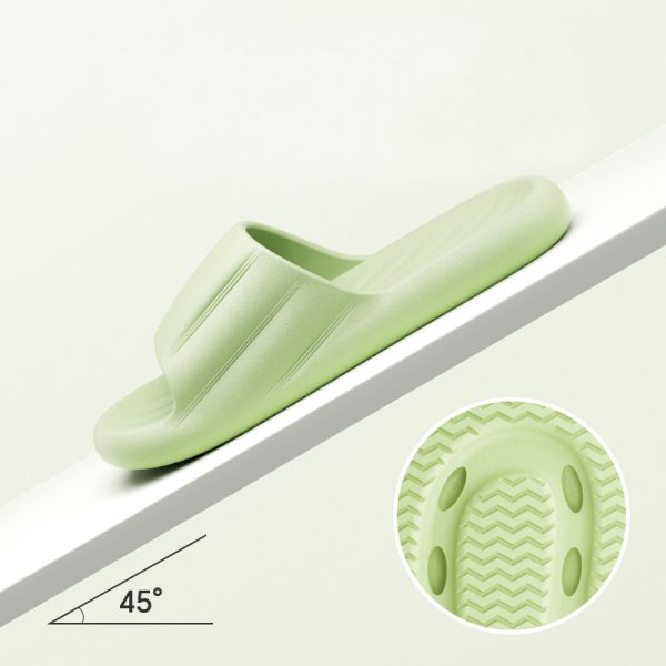 Fashion Solid Color Striped Home Slippers Summer Thick Bottom Non-slip Bathroom Slipper Women Men Couples Shoes - Image 3