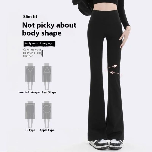 Fleece-lined Thick Shark Pants High Waisted Tuck Pants Slimming And Tight Yoga Pants - Image 7