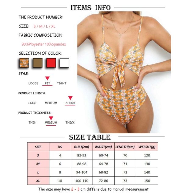 Explosion models sexy tie knot print one-piece swimsuit ZC2520 plus chest pad - Image 8