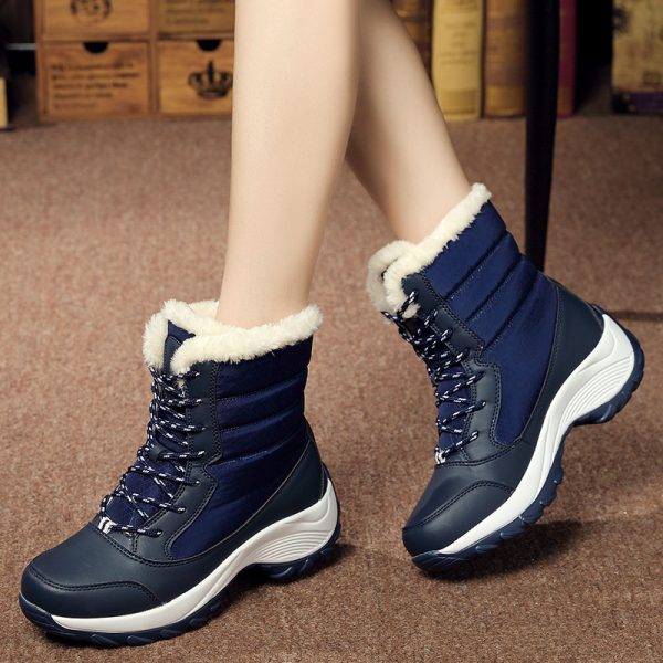 Plus velvet high-top women's shoes waterproof snow boots - Image 2