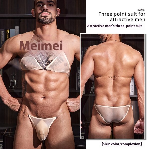 New Men's Thin Transparent Sexy Three-point Sexy Suit - Image 9