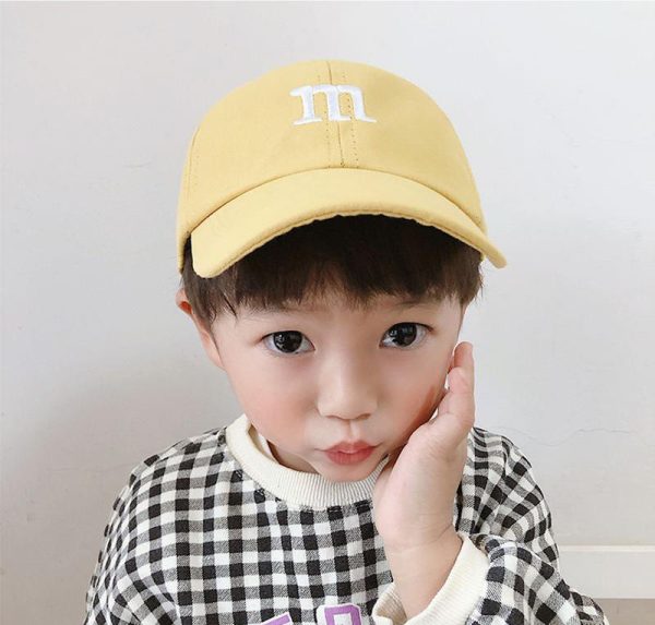 Baseball Cap Boy Letter M Embroidered Children's Cotton Spring and Autumn Hat Cap - Image 3