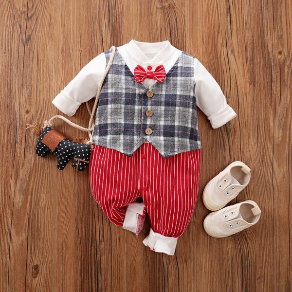 Baby Jumpsuit Spring And Autumn Models Foreign Trade Gentleman Baby Clothes Long-Sleeved Baby Clothes Baby Clothes - Image 5