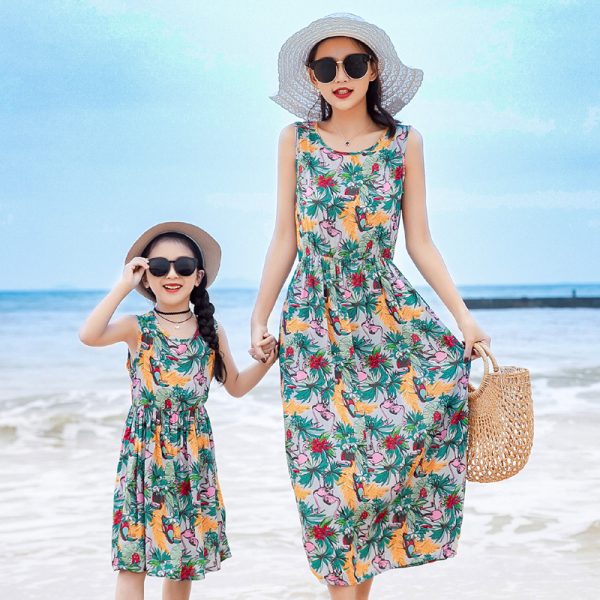 Mother And Daughter Vacation Beach Vest Long Skirt - Image 4