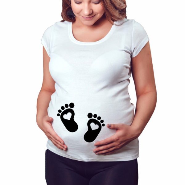 Women T-Shirts Slim Maternity Funny Letter Tops O-Neck Pregnancy Women - Image 5