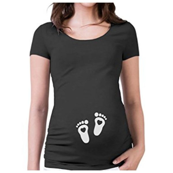 Women T-Shirts Slim Maternity Funny Letter Tops O-Neck Pregnancy Women - Image 4