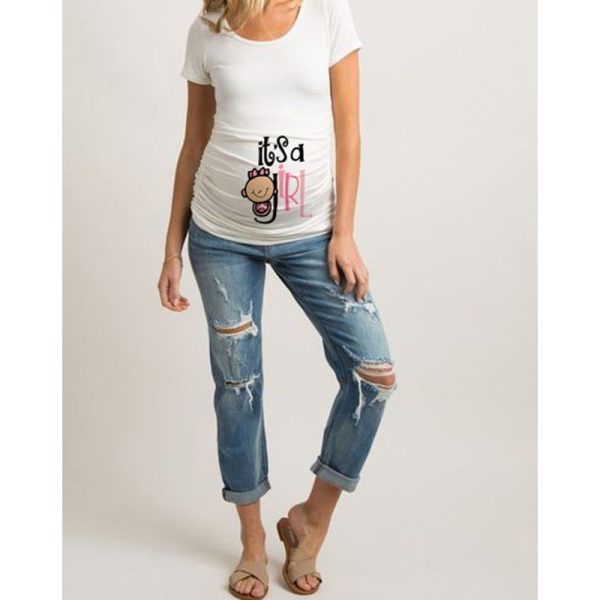 Women T-Shirts Slim Maternity Funny Letter Tops O-Neck Pregnancy Women - Image 2