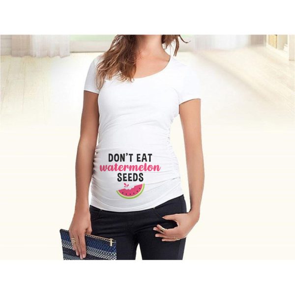 Women T-Shirts Slim Maternity Funny Letter Tops O-Neck Pregnancy Women - Image 10