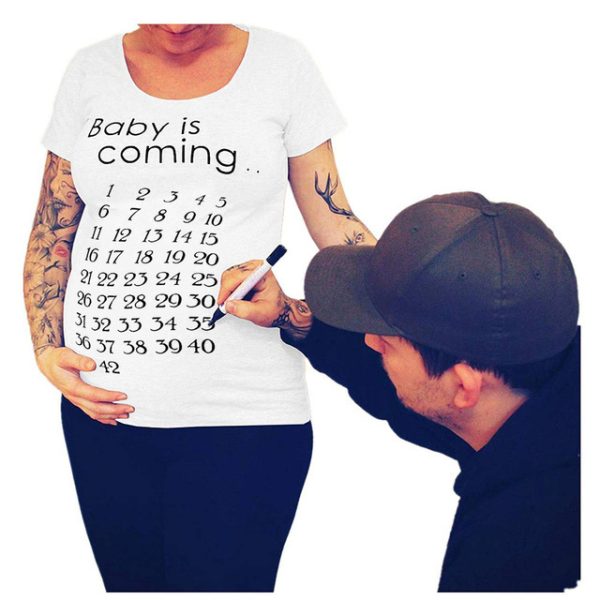 Women T-Shirts Slim Maternity Funny Letter Tops O-Neck Pregnancy Women - Image 9