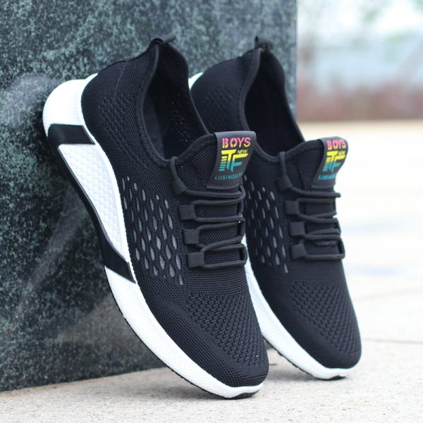 New Sports Shoes Men's Breathable Casual Mesh Shoes Comfort Increase Lace-up Non-slip Low-top Running Shoes - Image 3