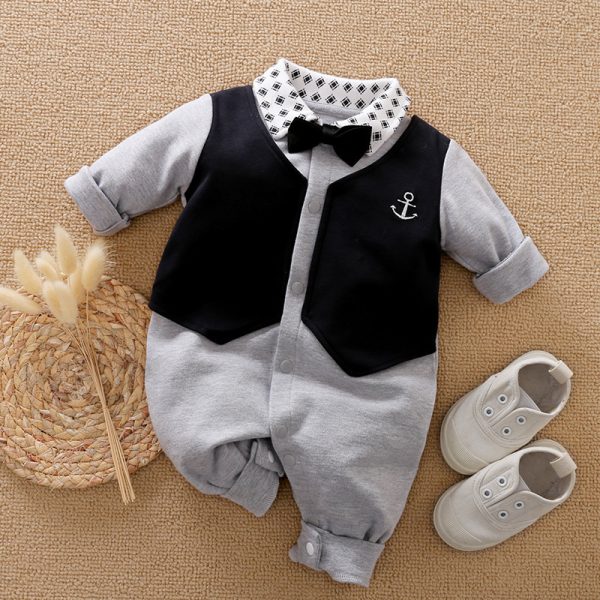 Gentleman's Baby Clothes, Long-sleeved Baby Clothes, Gentleman's Romper - Image 3