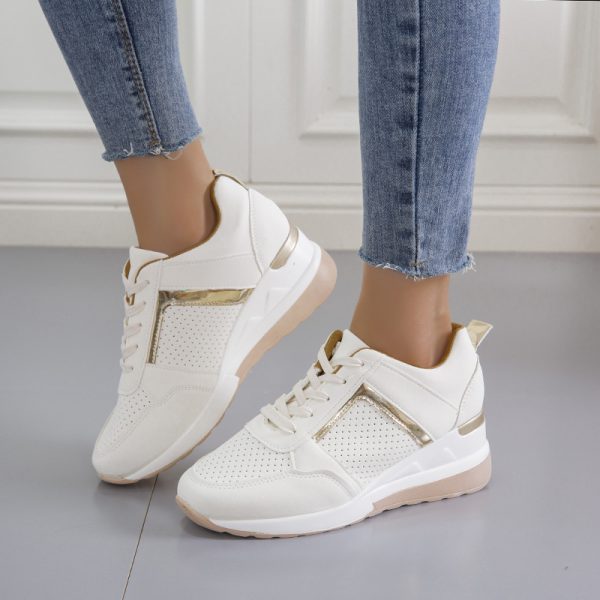 Sneakers Platform Wedge Heel Casual Shoes Lace-up Mesh Sneakers - Image 8