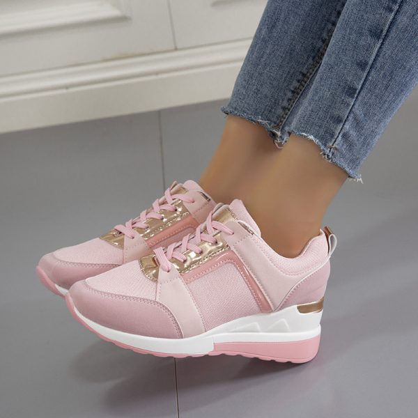 Sneakers Platform Wedge Heel Casual Shoes Lace-up Mesh Sneakers - Image 7